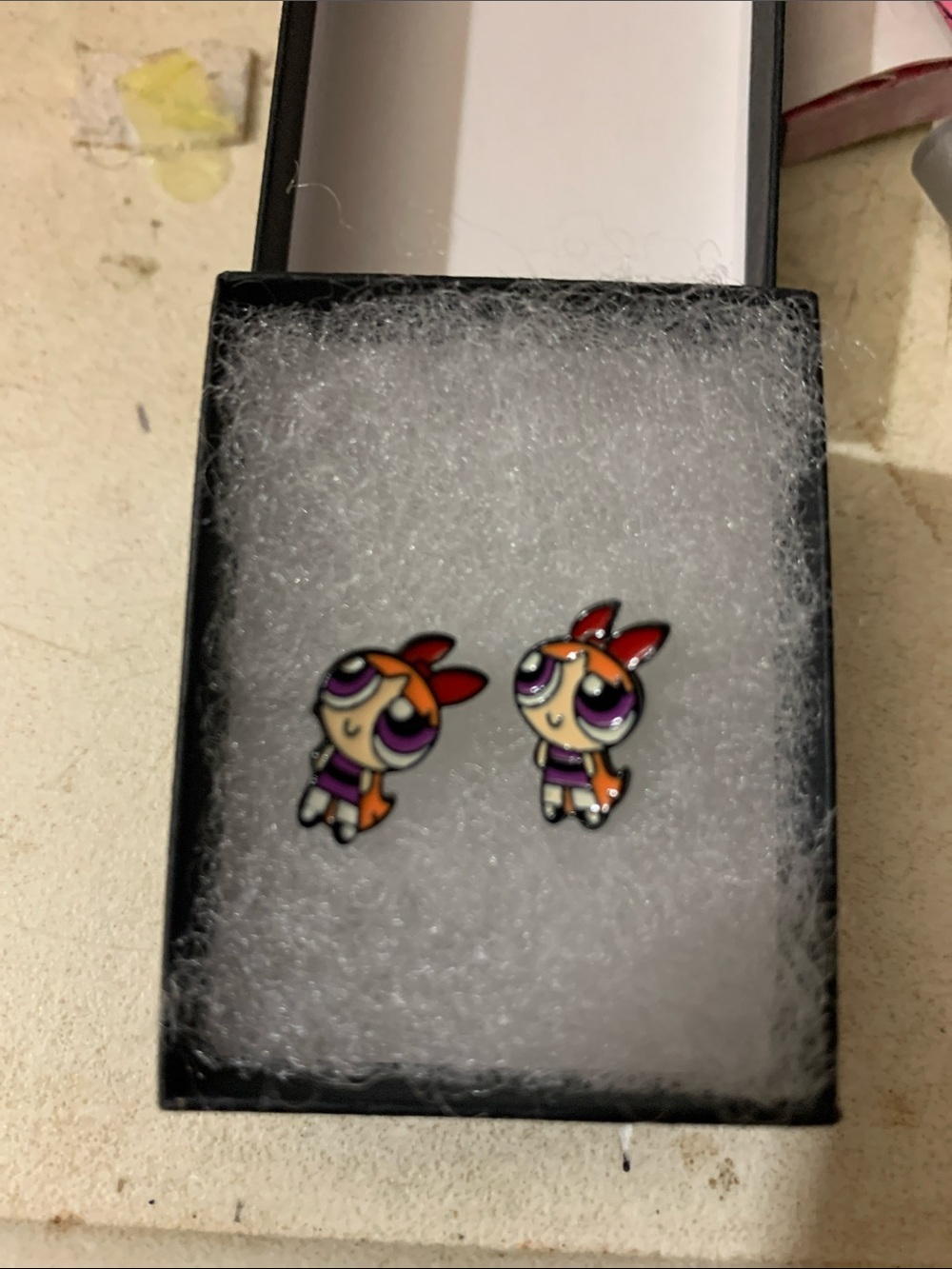Blossom Power Puff  Enamel Stud Earrings - Pink & Orange